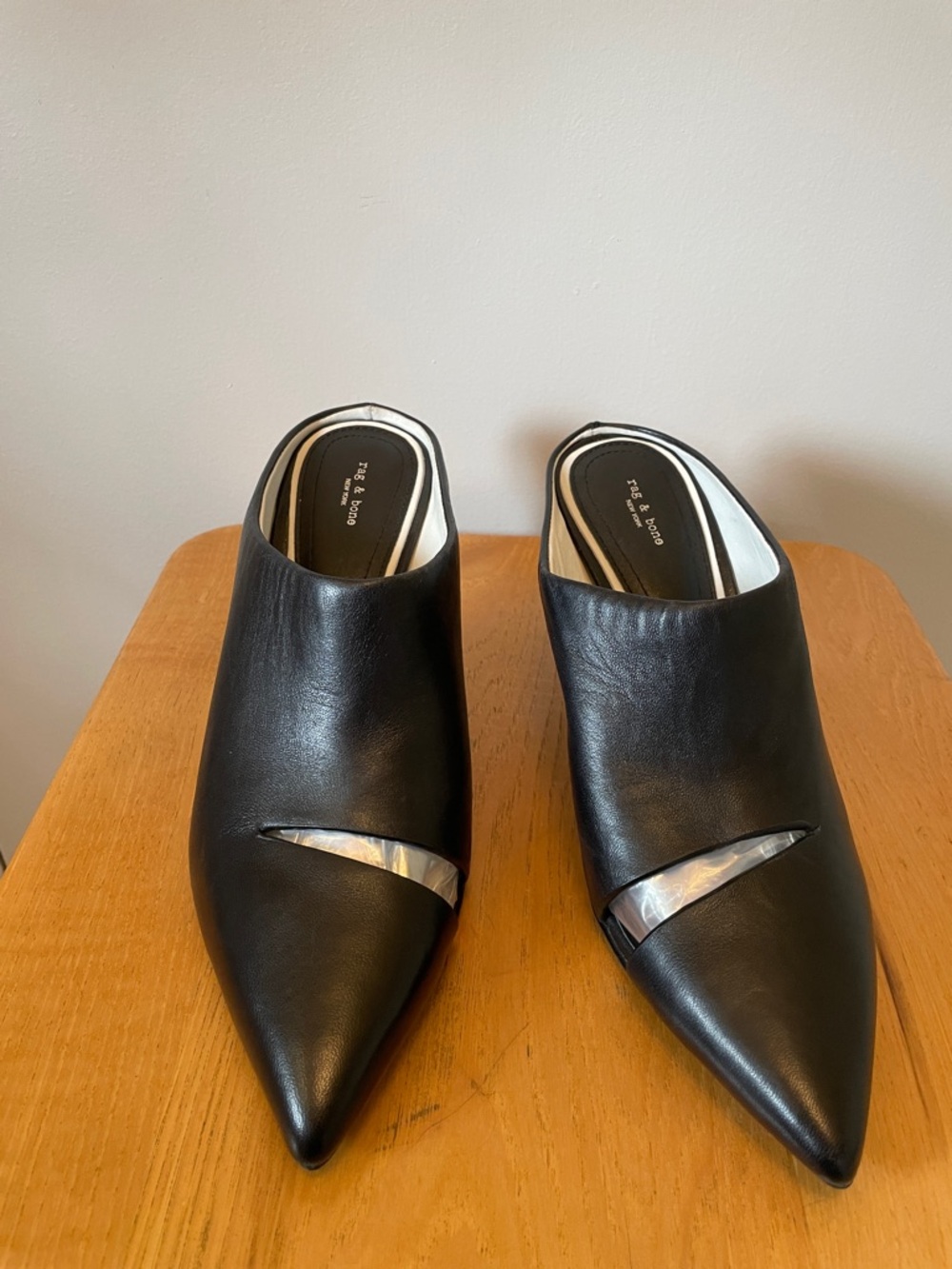 rag & bone Black Leather Pointed Toe Slip-On Mules Size 7 - Picture 2 of 5